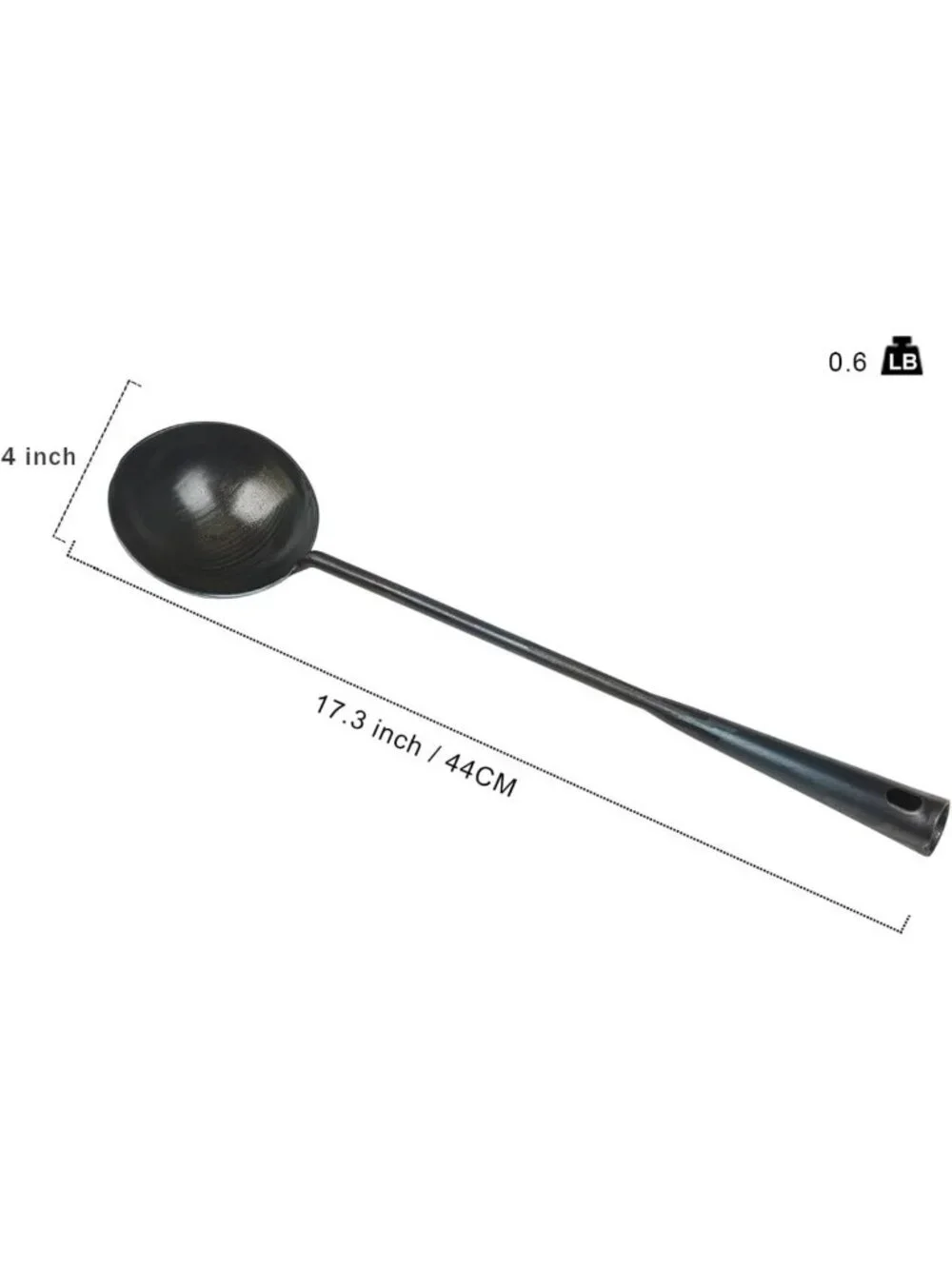 Handmade Carbon Steel Wok Ladle - 40CM Cooking Utensil for Stir Fry & Soup